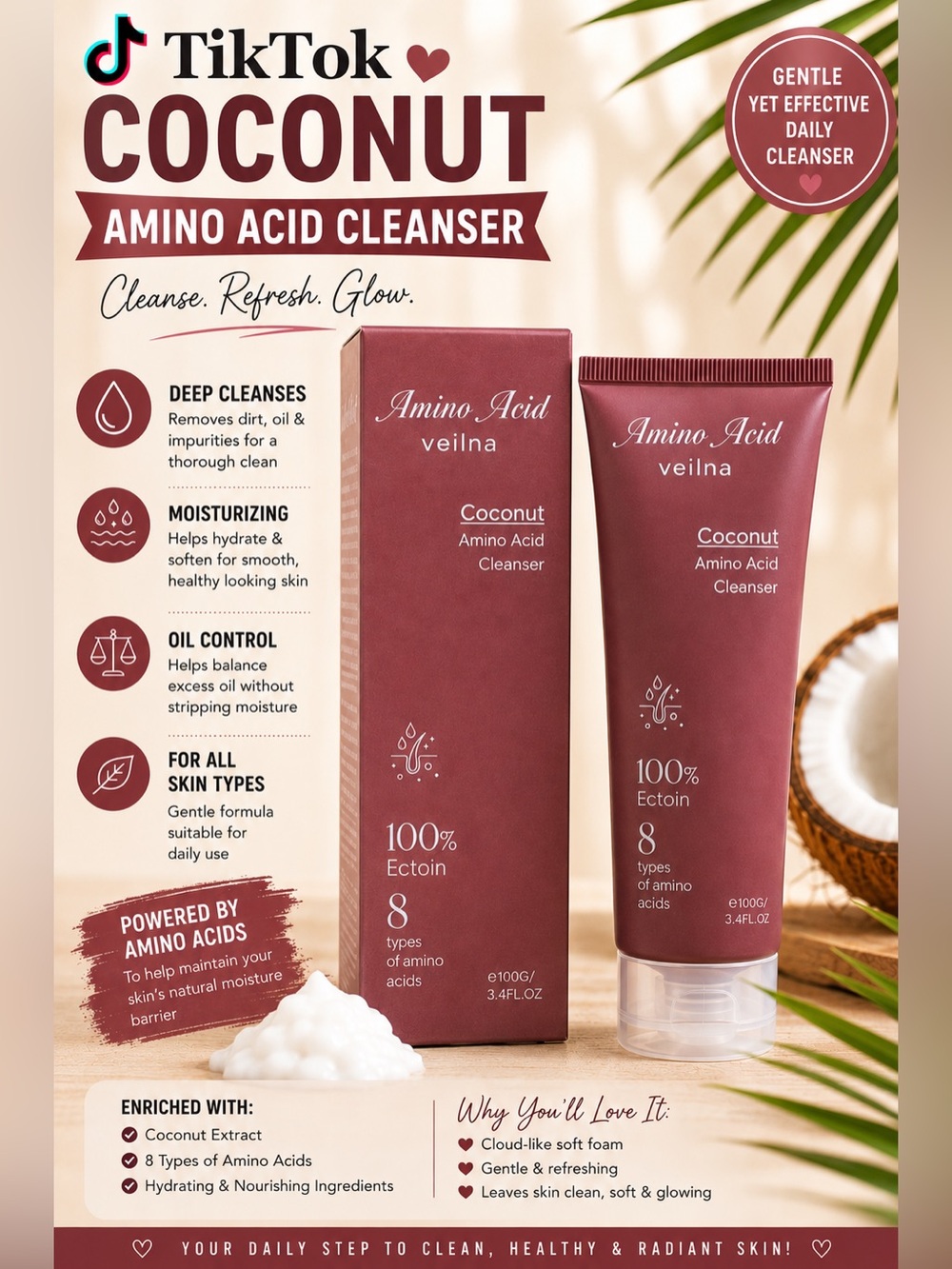 TikTok Viral Coconut Amino Acid Cleanser
